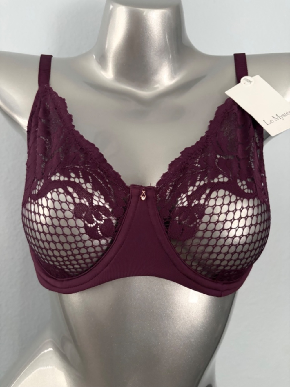 Le Mystere Bra Nwt Lace Allure Unlined Underwire Blackberry 34DD